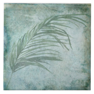 Alter botanischer Tile - Aqua und Knochen V3 Fliese
