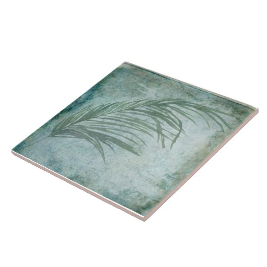 Alter botanischer Tile - Aqua und Knochen V3 Fliese (Seite)