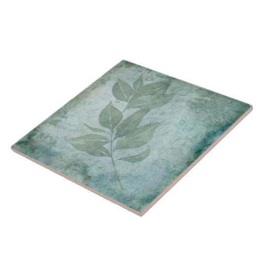 Alter botanischer Tile - Aqua und Knochen V8 Fliese (Seite)