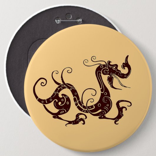 Alter brauner mystischer Drache Button (Vorne & Hinten)