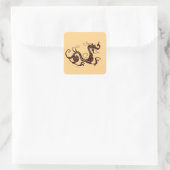 Alter brauner mystischer Drache Quadratischer Aufkleber (Tasche)