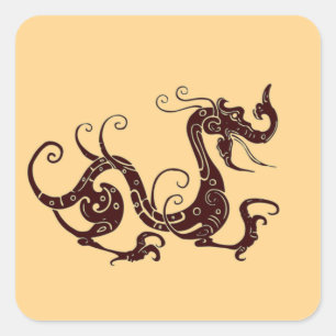 Alter brauner mystischer Drache Quadratischer Aufkleber