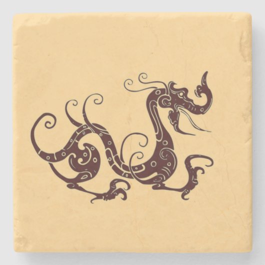 Alter brauner mystischer Drache Steinuntersetzer (Vorderseite)