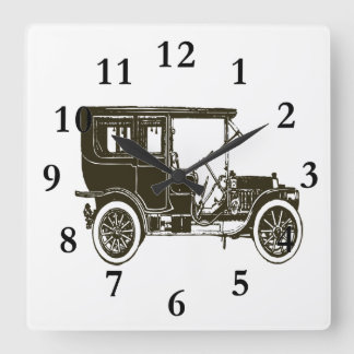 Alter Brauner Wagen Quadratische Wanduhr