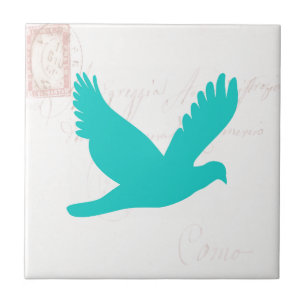 Alter Brief mit Vogel-Silhouette Fliese