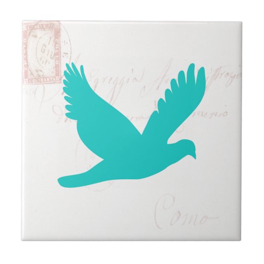 Alter Brief mit Vogel-Silhouette Fliese (Vorderseite)