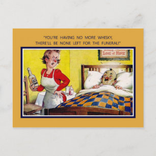Alter britischer Humor, kein Whisky mehr Postkarte