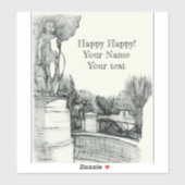 Alter Brunnen im Park mit Skulpturenjunge Aufkleber (Blatt)