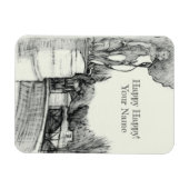 Alter Brunnen im Park mit Skulpturenjunge Magnet (Horizontal)