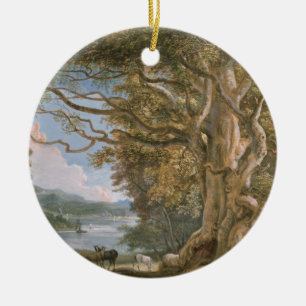 Alter Buchen-Baum Keramik Ornament