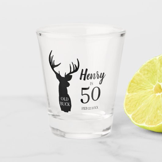 Alter Buck 50. Geburtstag kann Glass kühlen Schnapsglas (Vorderseite)