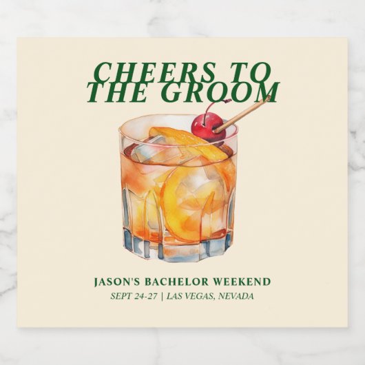 Alter Cocktail Bachelor Weekend Alkoholflaschenetikett (Einzelnes Label)