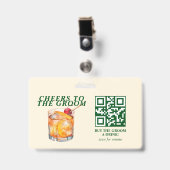 Alter Cocktail Bachelor Weekend Ausweis (Vorderseite mit Clip)