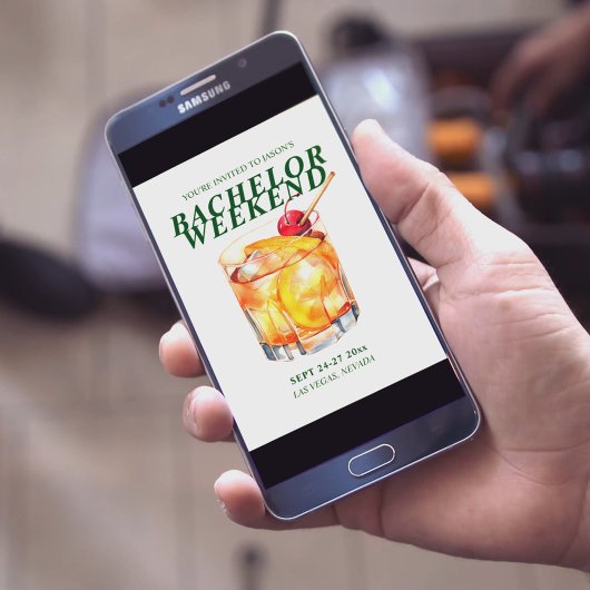 Alter Cocktail Bachelor Weekend Einladung