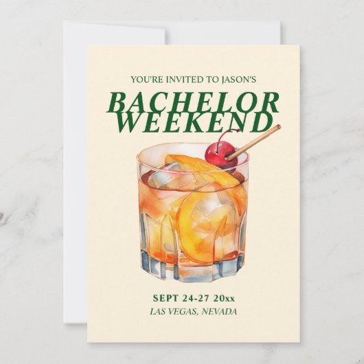 Alter Cocktail Bachelor Weekend Einladung (Vorderseite)