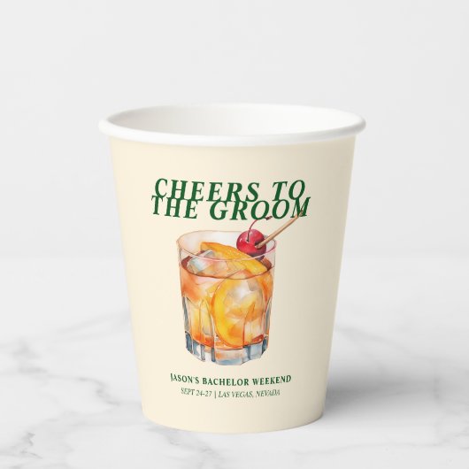 Alter Cocktail Bachelor Weekend Pappbecher (Vorderseite)