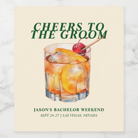 Alter Cocktail Bachelor Weekend Weinetikett (Einzelnes Label)