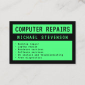 Alter Computerbildschirm grün und schwarz Visitenkarte (Vorderseite)