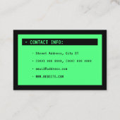 Alter Computerbildschirm grün und schwarz Visitenkarte (Rückseite)