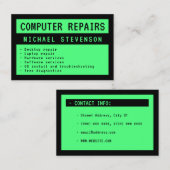Alter Computerbildschirm grün und schwarz Visitenkarte (Vorne/Hinten)