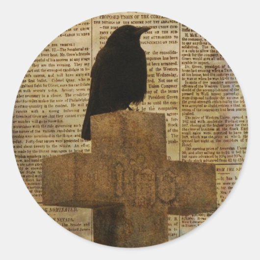 Alter Crow Runder Aufkleber (Vorderseite)