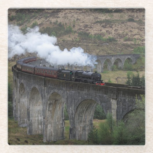 Alter Dampfzug auf Glenfinnan Viaduct Glasuntersetzer (Vorderseite)