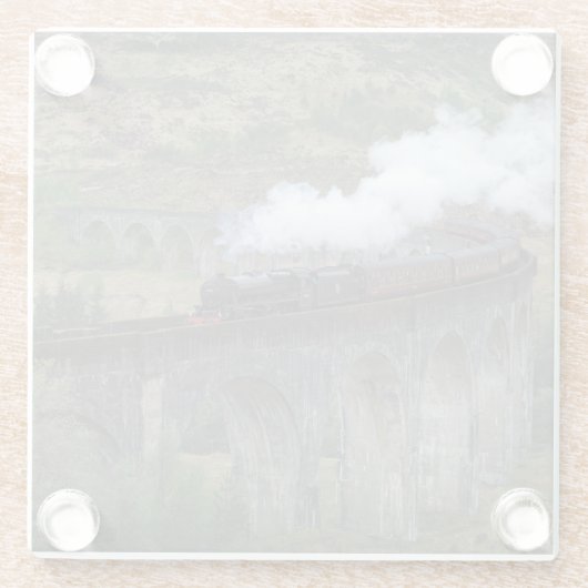 Alter Dampfzug auf Glenfinnan Viaduct Glasuntersetzer (Rückseite)