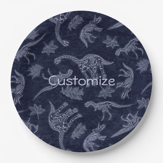 Alter der Dinosaurier Skelett Pappteller (Vorderseite)