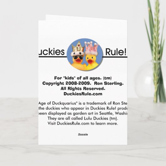 Alter des Duckquarius Feiertagskarte (Rückseite)