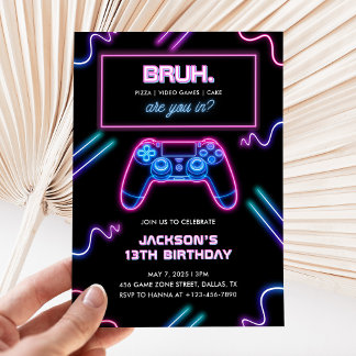 Alter, du bist ein Neon-Videospiel-Junge zum Gebur Einladung