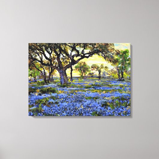 Alter Eichenbaum und Bluebells - Onderdonk Leinwanddruck (Vorderseite)