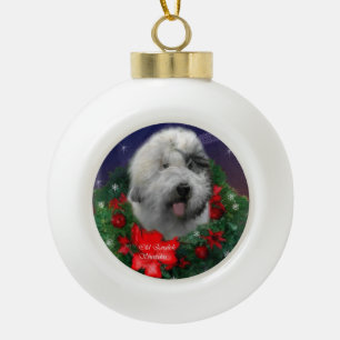 Alter englischer Schäferhund Keramik Kugel-Ornament