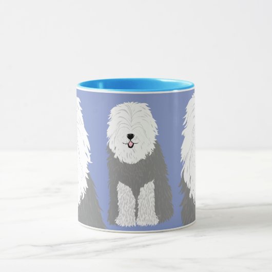 Alter englischer Schäferhund (mit bedeckten Augen) Tasse (Zentrum)