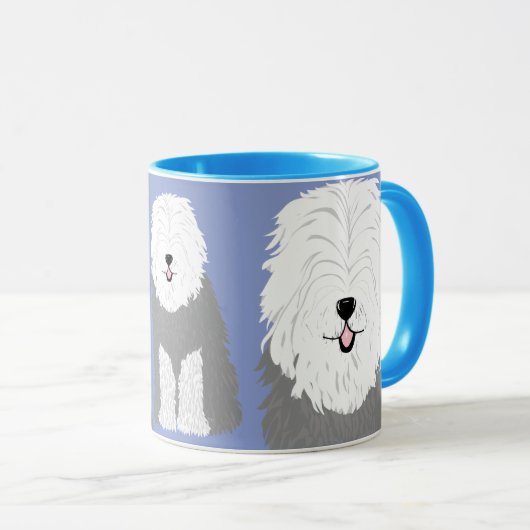 Alter englischer Schäferhund (mit bedeckten Augen) Tasse (VorderseiteRechts)
