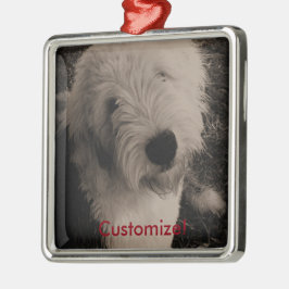 Alter englischer Schäferhund Ornament Aus Metall