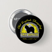 Alter englischer Schäferhund-Taxi-Service Button (Vorne & Hinten)