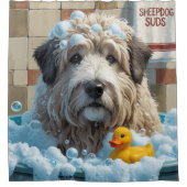 alter englischer Schafhund Sloppy Sleepy Niedlich Duschvorhang (Vorderseite)