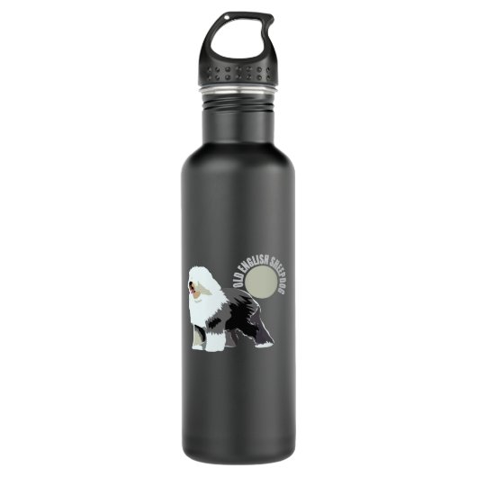 alter englischer Schafhund Trinkflasche (Vorderseite)