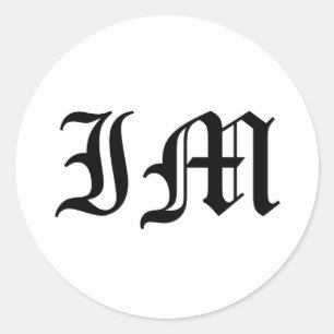 Alter englischer Text der Buchstabe-IM auf weißem Runder Aufkleber