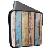 Alter, farbiger Holzboden abstrakt, Hintergrund Laptopschutzhülle (Vorne Rechts)