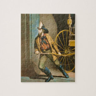 Alter Feuerwehrmann 2 Vintage viktorianisches Puzz Puzzle