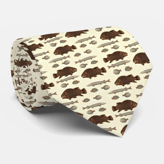 Alter Fisch-Antiken-Druck Krawatte (Gerollt)