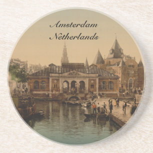 Alter Fischmarkt und Bourse, Amsterdam, Niederland Getränkeuntersetzer