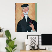 Alter Franzose mit Weinglas Poster (Heimbüro)