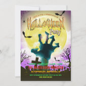 Alter Friedhof, Zombie Hand & Fleet Halloween-Part Einladung (Vorderseite)