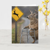 Alter Geburtstag buck Leaning on a Walker Karte (Gelbe Blume)