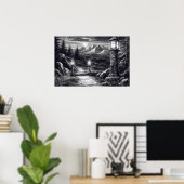 Alter gewundener Weg durch den Wald bei Lampenlich Poster (Heimbüro)