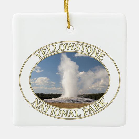 Alter Geyser im Yellowstone Nationalpark Keramikornament (Vorderseite)