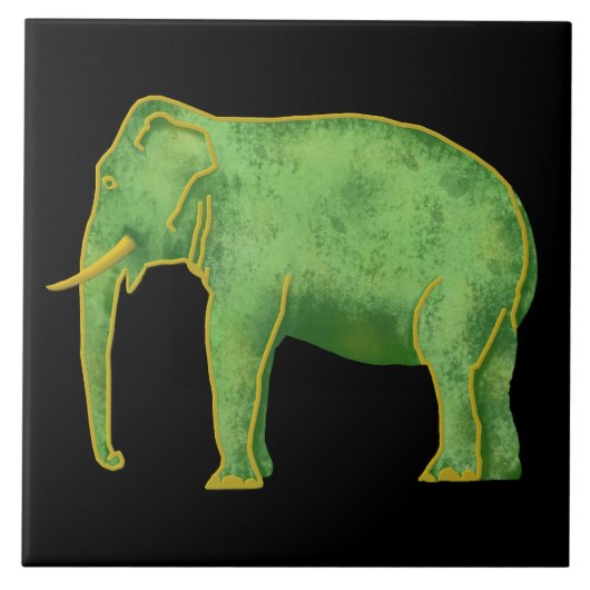 Alter Gold-und Jade-Elefant Fliese (Vorderseite)