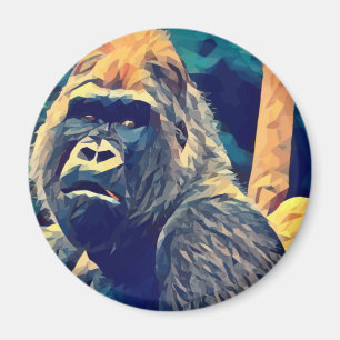 Alter Gorilla Original Abstrakte Dschungel-Tier-Ku Magnet